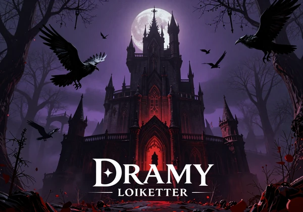 Dark Fantasy Collection - gothic castle under blood moon with armored knight and ravens in a deep crimson atmosphere